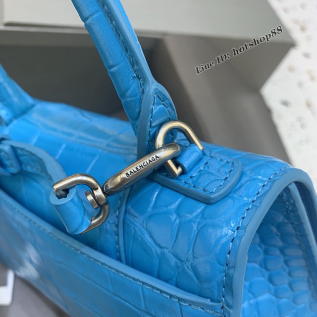 Balenciaga專櫃爆款mini號Hourglass手提肩背女包 巴黎世家亮藍色沙漏包 fyj1728